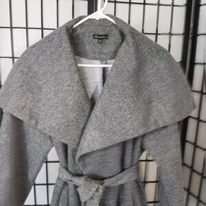 SHINESTAR Women's Grey Overcoat with Belt Size Large
